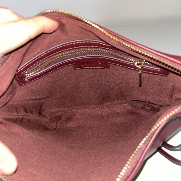 Mango Burgundy Shoulder Bag with Gold Accents - Picture 8 of 8